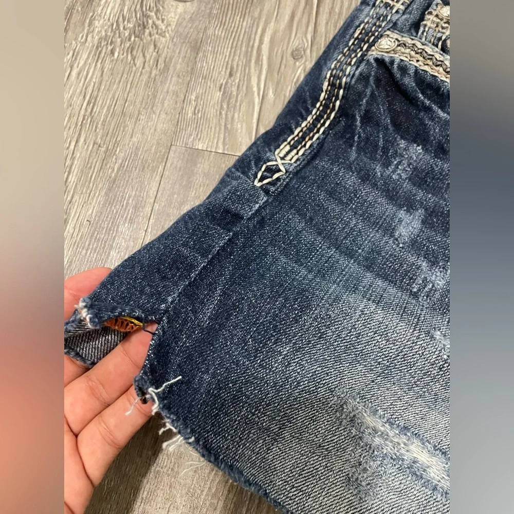 Rock Revival Blue Jean Shorts Distressed Mid-Thigh
